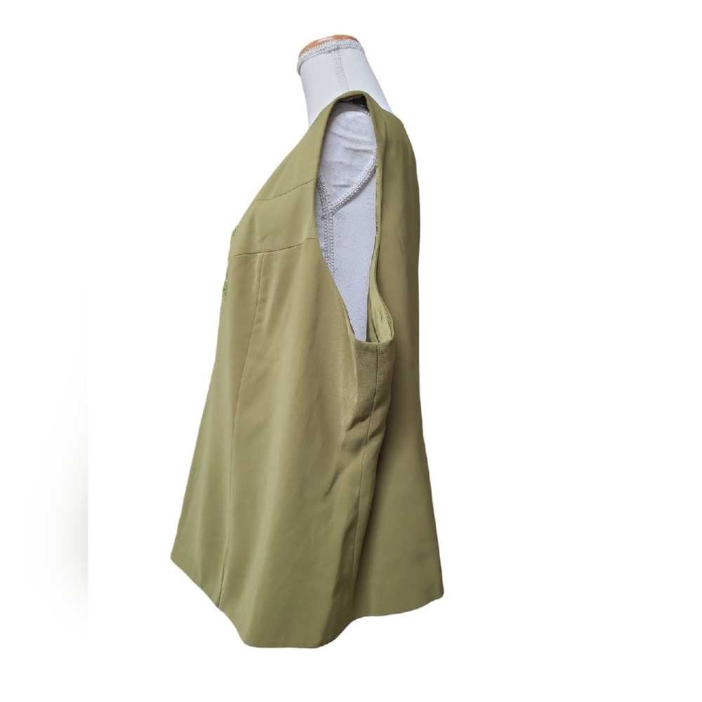 DVC EXCLUSIVE SHIRT WOMENS SIZE 24 GREEN SLEEVELESS BLOUSE BACK ZIP NEW - Picture 6 of 14